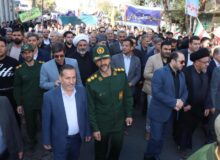 گزارش تصویری مراسم عزاداری فاطمیه اول در سوگ شهادت بانوی دوعالم حضرت فاطمه زهرا سلام الله علیها در مصلای اعظم بناب و فریاد استکبارستیزی طلاب و روحانیون واساتید حوزه بناب به همراه مردم انقلابی و ولایی بناب در راهپیمایی ۱۳ آبان